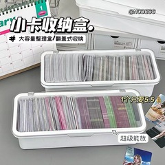 Ins desktop dustproof organizer transparent high-end flip-top seal sticker hard card case card cover small card storage box