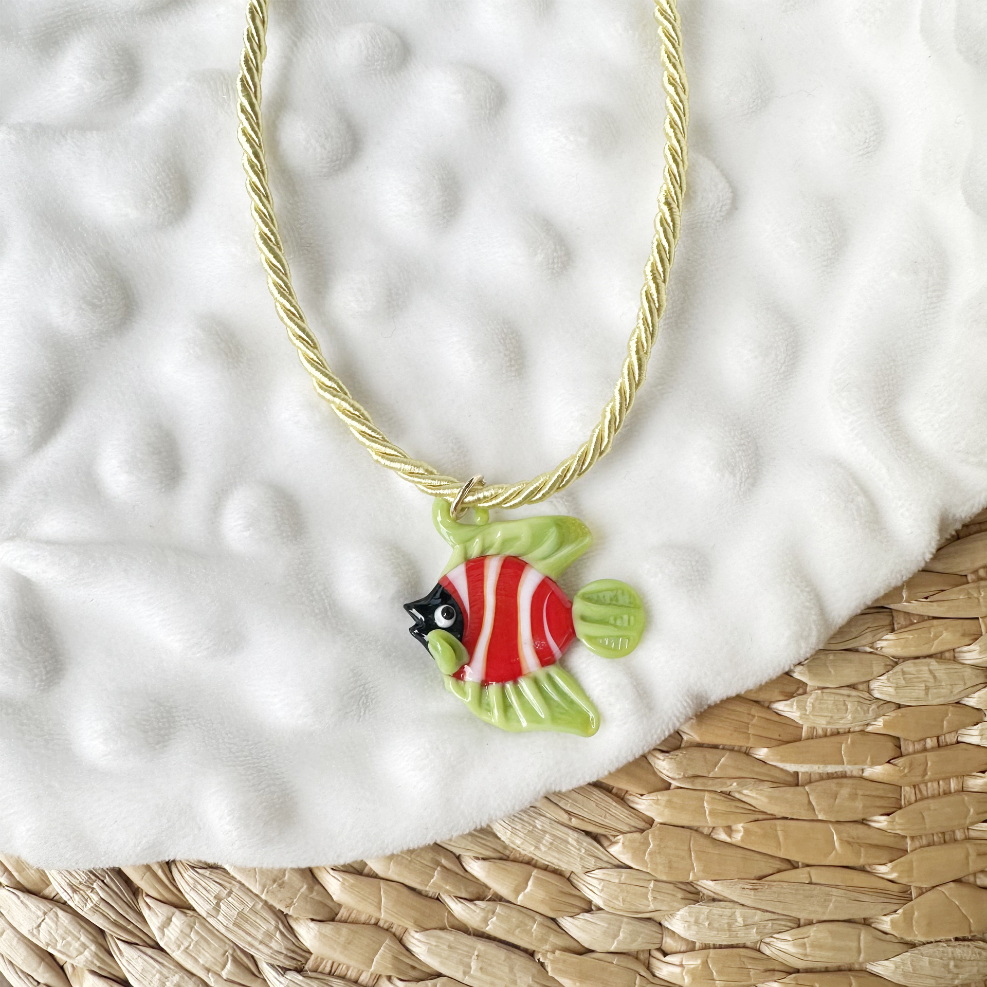 Fish Cute Marine Style Glass Rope Pendant Necklace Wholesale display picture 4