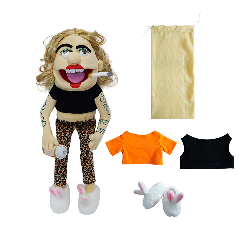 El mismo personaje de Amazon Jeff, marioneta de mano, Phoebe, divertido, chico con la boca abierta, muñeca de peluche interactiva entre padres e hijos
