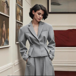 Cross-border women's clothing 2025 spring foreign trade fashion European and American style waist suit A long overskirt temperament two-piece set