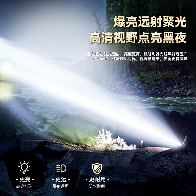 Linterna de luz fuerte pistola láser portátil carga de larga duración super brillante de emergencia contra incendios disparar antorcha especial al aire libre