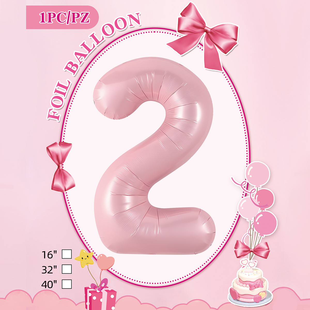 Embalaje de tarjeta de papel independiente digital de cumpleaños impreso en blanco de 32 pulgadas, decoración de fiesta de la versión estadounidense, película de aluminio, decoración de globos de papel de aluminio