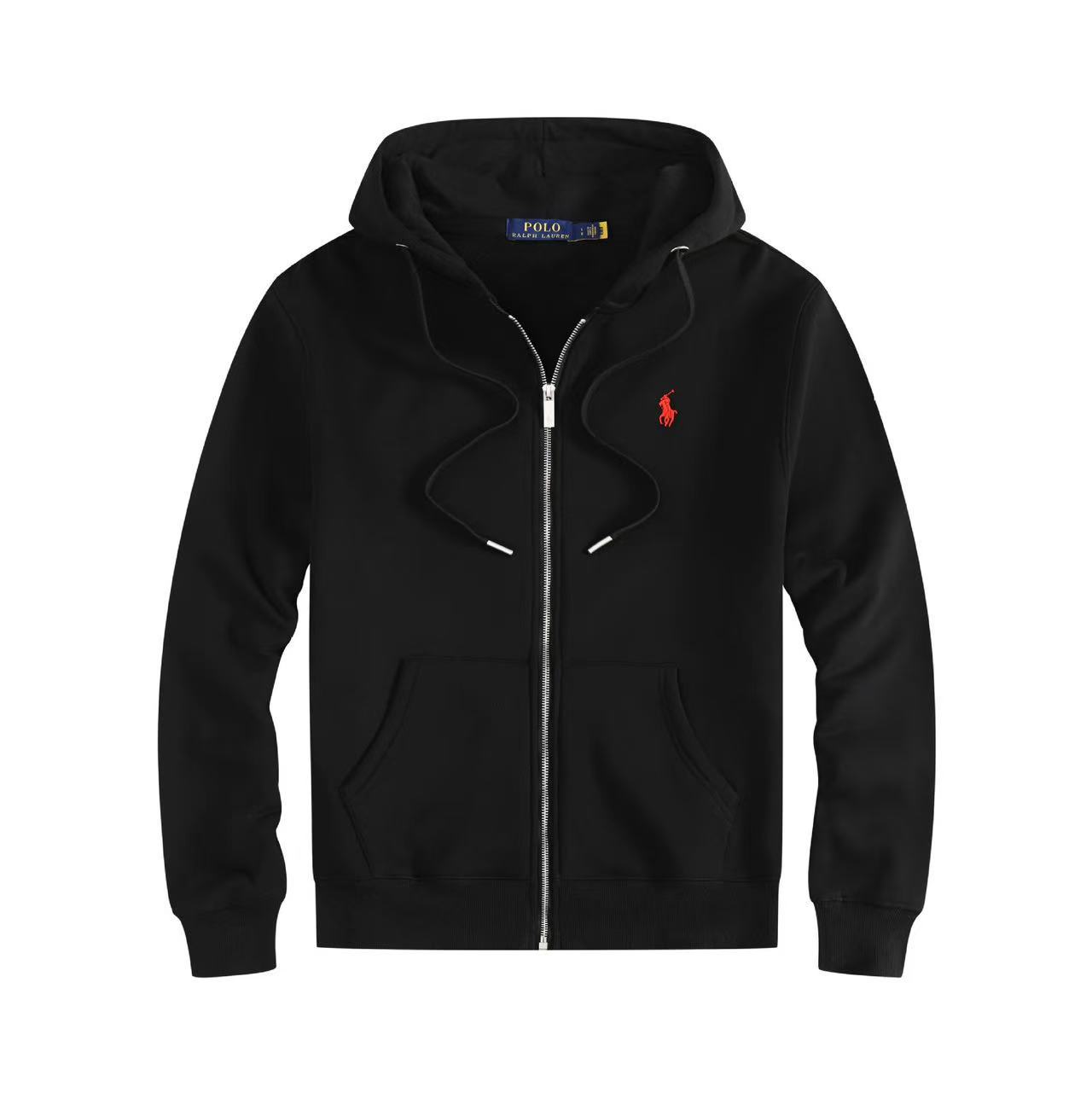 Polo Ralph Lauren Zip-Up Hooded Jacket Embroidered Pony Black