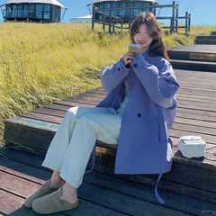 超好看紫色风衣外套女2025秋新款洋气时髦今年流行小个子气质大衣