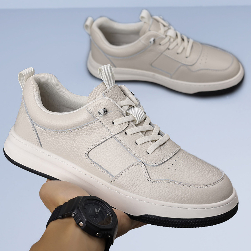 Zapatos de skate casuales de cuero de vaca para hombres, zapatos blancos transpirables de cuero para hombres, zapatos deportivos para hombres, zapatos para hombres