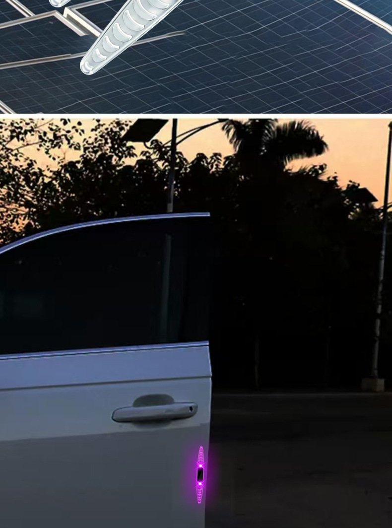 New Car and Motorcycle Solar-Powered Anti-Collision Strips with Adhesive Backing, Anti-Rear Collision Warning Lights, Night-Time Warning, Anti-Scratch and Anti-Scuff