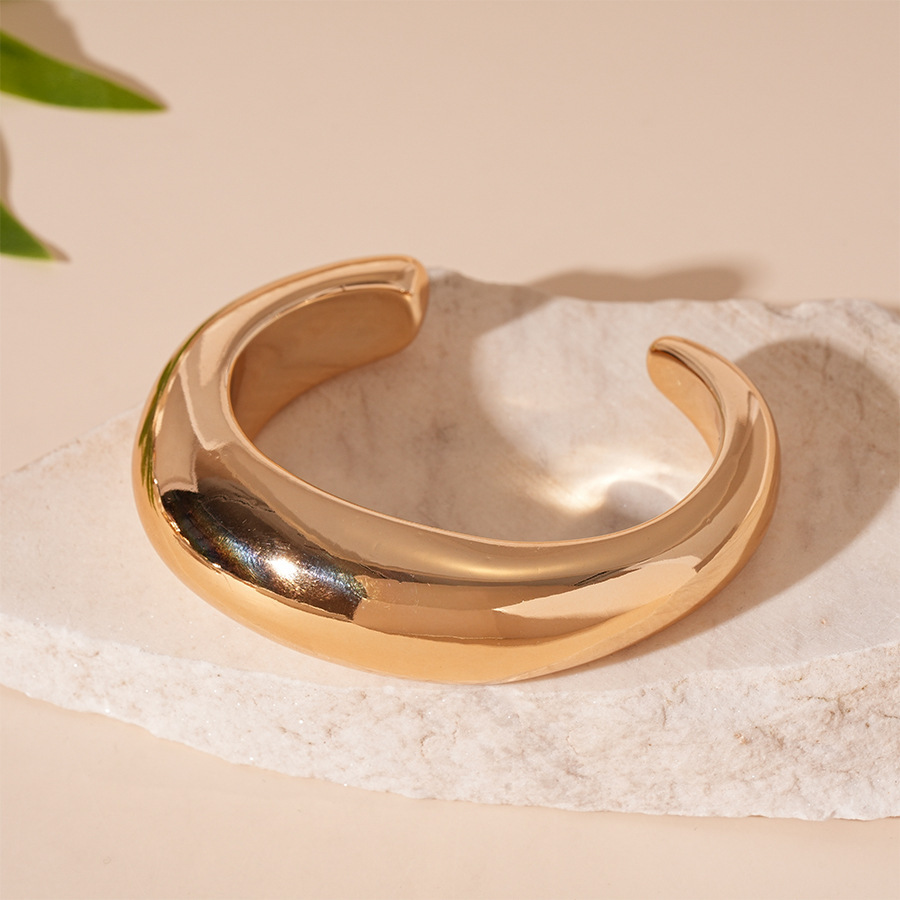 Pulsera de apertura geométrica irregular metálica europea y americana, personalidad exagerada, temperamento de nicho simple, joyería de alta gama femenina