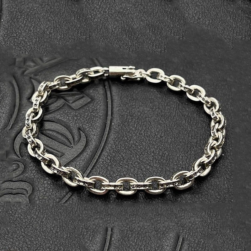 Crochet Silver Thin Letter Bracelet Retro Buckle Versatile Simple Classic Retro Old Style Same Style for Men and Women Couples