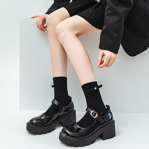 French style small fragrant pearl one-word bow socks for women summer thin ballet style girl white jk pile socks