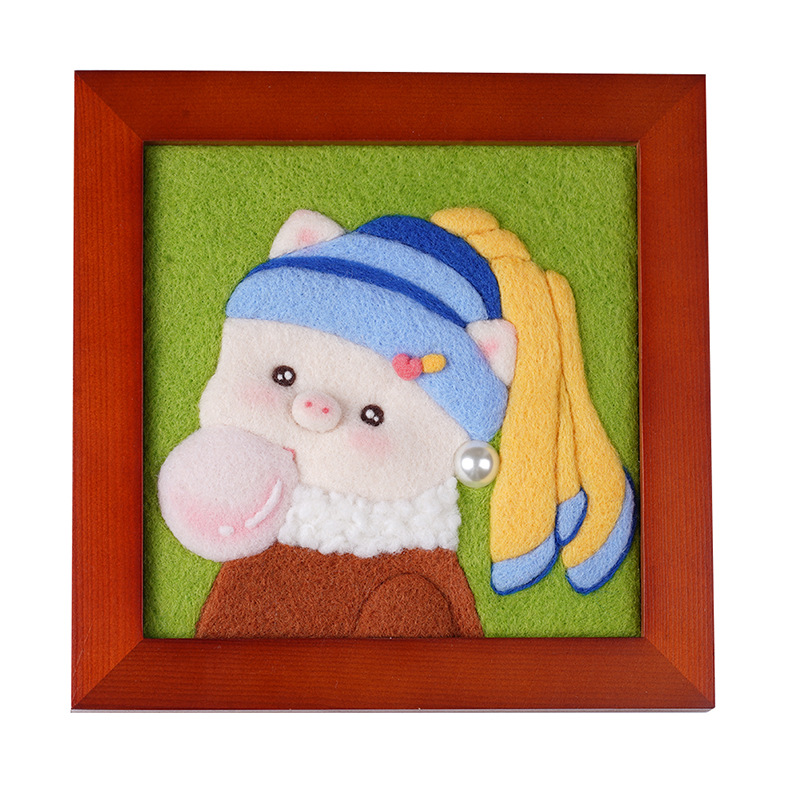 Famous Painting Photo Frame Home Decoration Novice Couple Gift Wool Felt Material Bag Handmade diy Stamp