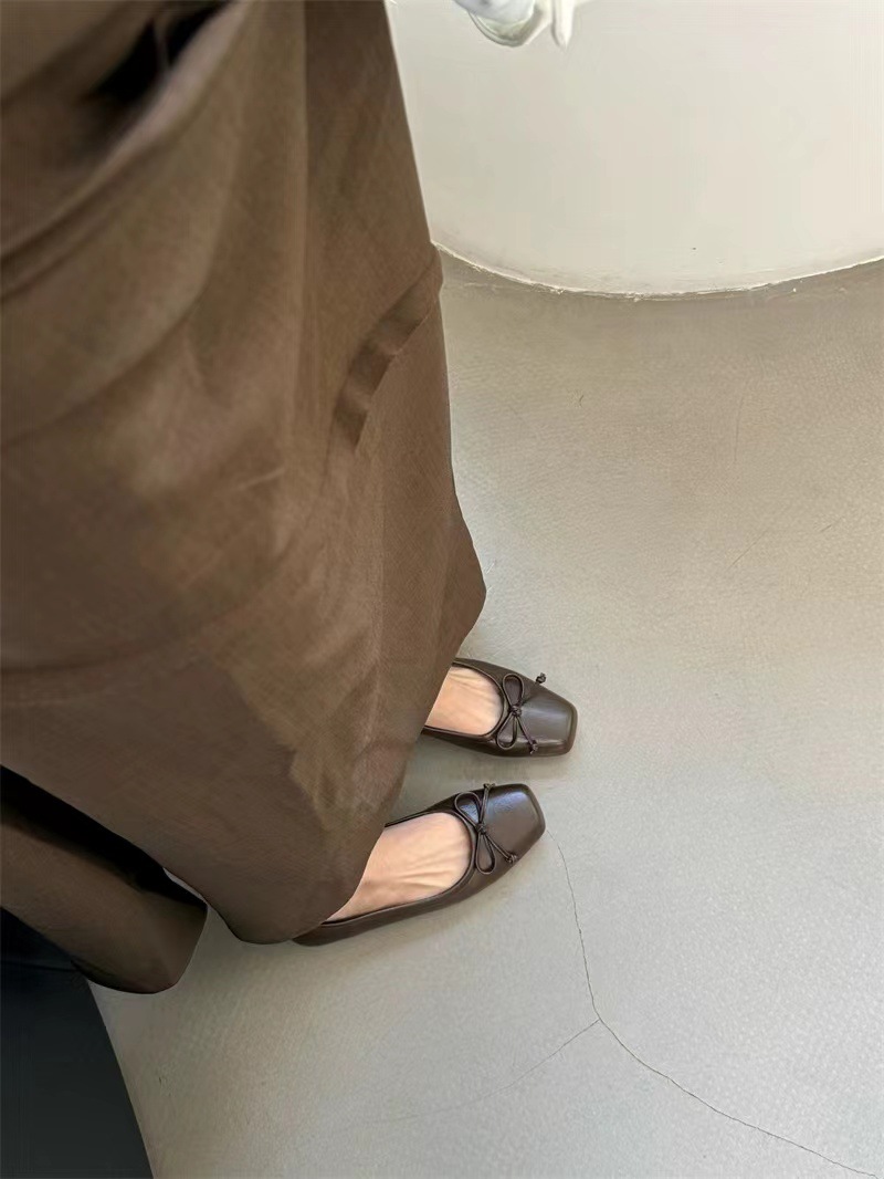 Silver Single Shallow Mouth Bow Spring Autumn High-end French Style Evening Flat Fashion Women's Versatile Shoes_vogvips.com