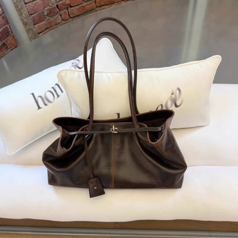 South Korea Low classic Bag Vintage Tote Bag LC Underarm Single Shoulder Large Capacity Wax Leather Handbag for Women South Korea Low classic Bag Vintage Tote Bag LC Underarm Single Shoulder Large Capacity Wax Leather Handbag for Women