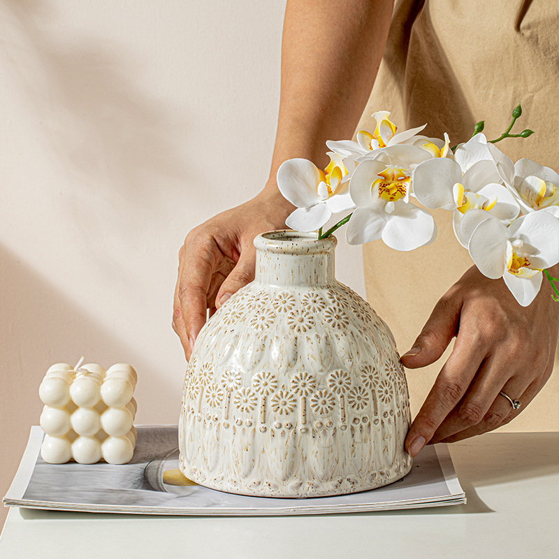 Amazonas retro transfronterizo diente de león cerrado vasijas de flores decoraciones cerámicas decoraciones de vivienda modelo de sala de estar vasos de flores