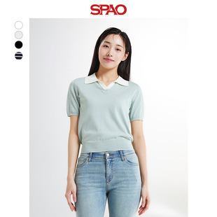 South Korea same style 2024 summer new lapel knitted fashion short sleeve sweater SPKWE25W03 other