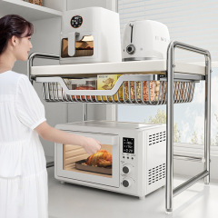 多機能引き出し式電子レンジ棚キッチンテーブル二重一体炊飯器引き出し可能収納棚