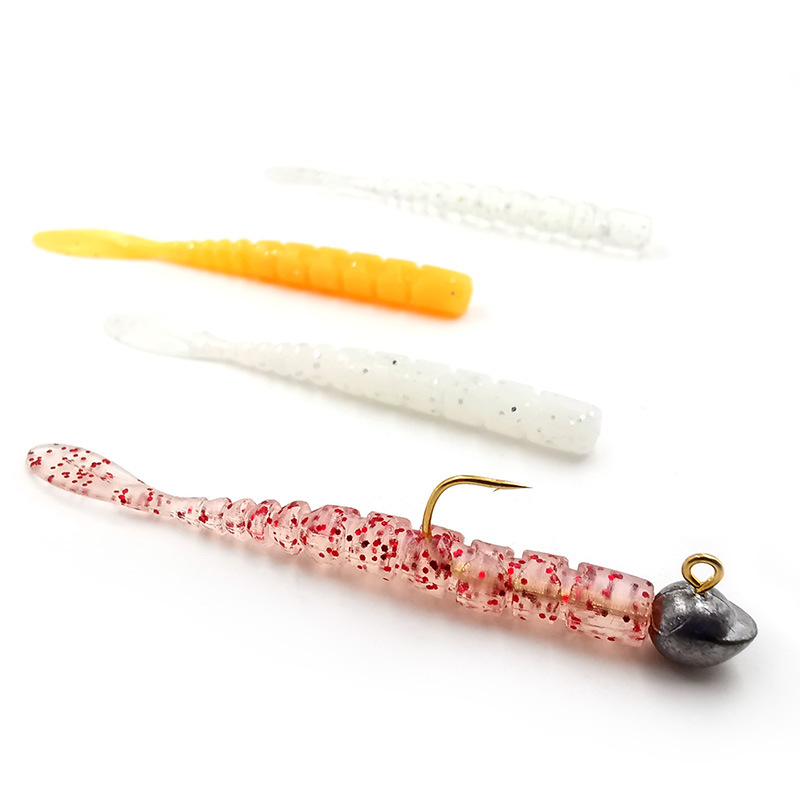 Mousda de tres niveles cabeza plomo gancho micro raíz pesca fina gancho tira suave cebo fino pesca bajo negro pargo wacky