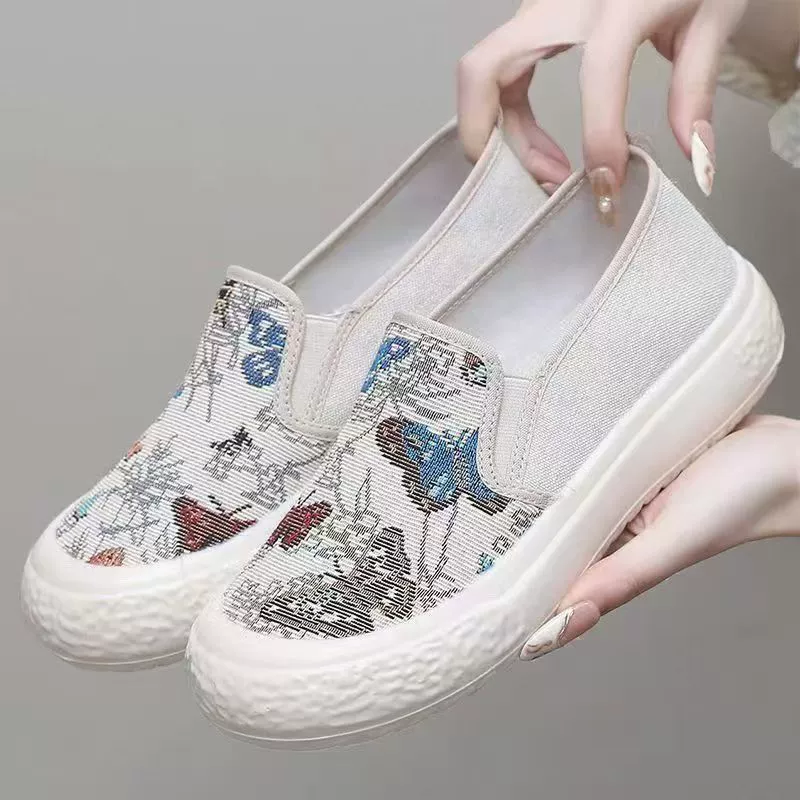 Г2025 новые женские туфли на толстой подошве, fisherman's shoes повседневные однотонные туфли с зазубренным носком, ленивые стильные туфли