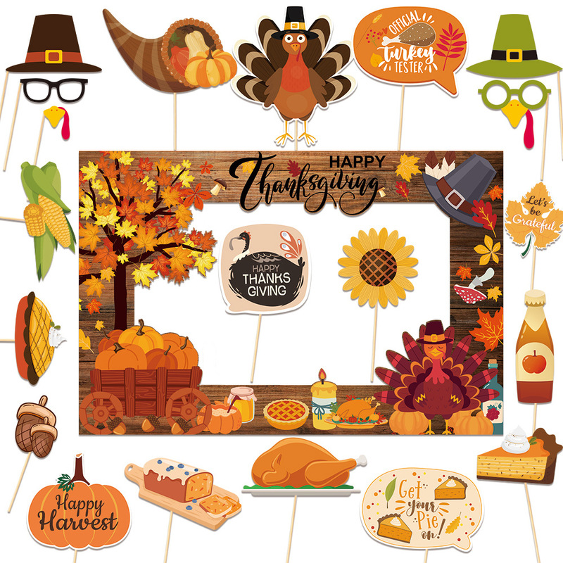 Amazon's New Autumn Thanksgiving Theme Cartoon Turkey Pumpkin Handheld Photo Frame Photo Prop Set Supplies Amazon's New Autumn Thanksgiving Theme Cartoon Turkey Pumpkin Handheld Photo Frame Photo Prop Set Supplies