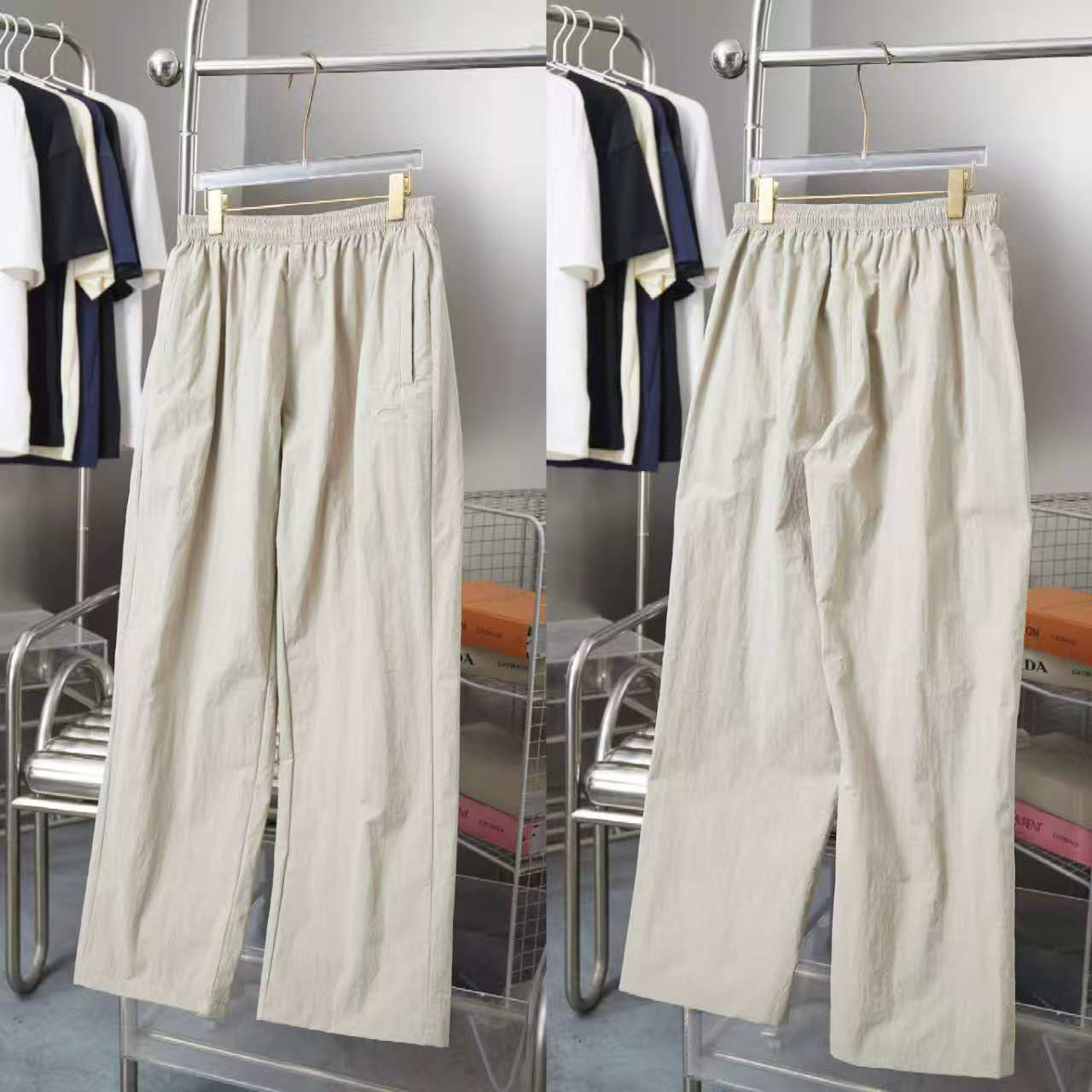 Balenciaga Pants Nylon Mesh Lined Beige