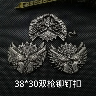 Factory wholesale retro diy jewelry bags clothing accessories zinc alloy punk personality double gun decoration rivet buckle