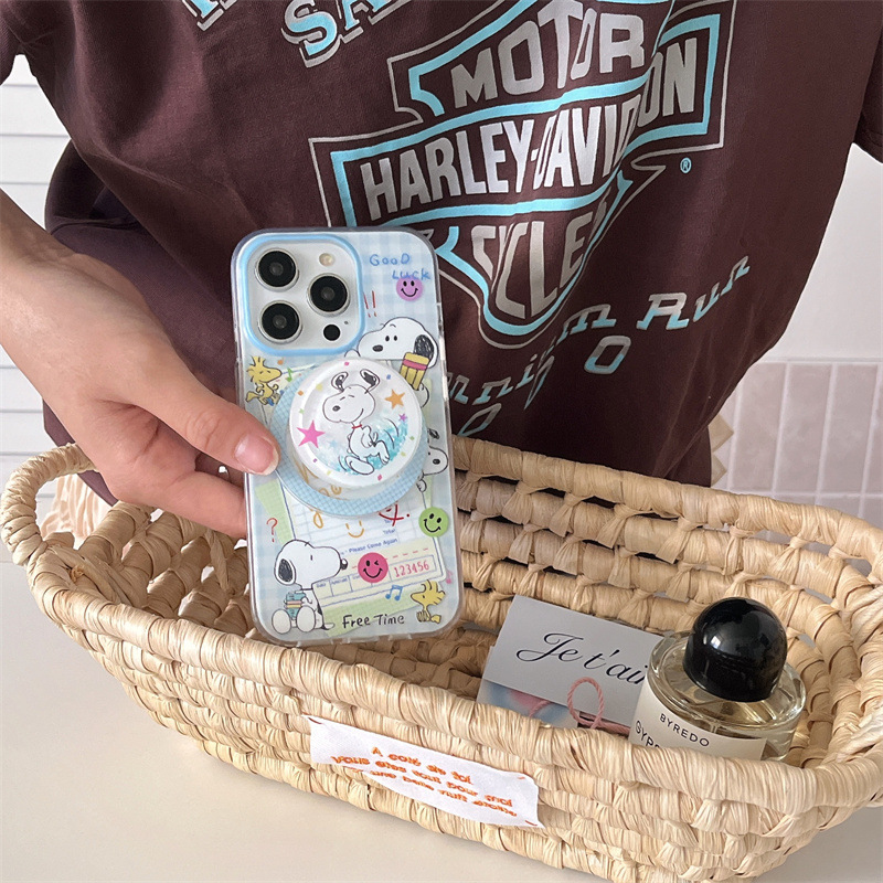 漫画スヌーピーラベル磁気ホルダー iPhone16 Apple 15ProMax/14/13 携帯電話ケース女性用|undefined