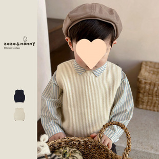 Children's Niche Children's Wear Exquisite suit Design Sense Knitted Vest Spring Toddler Boys and Girls Treasure Top Shirt