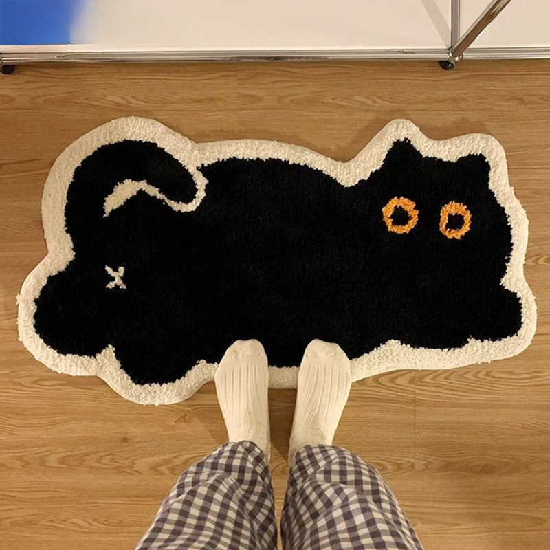 Cute carpet made of faux fur for bed