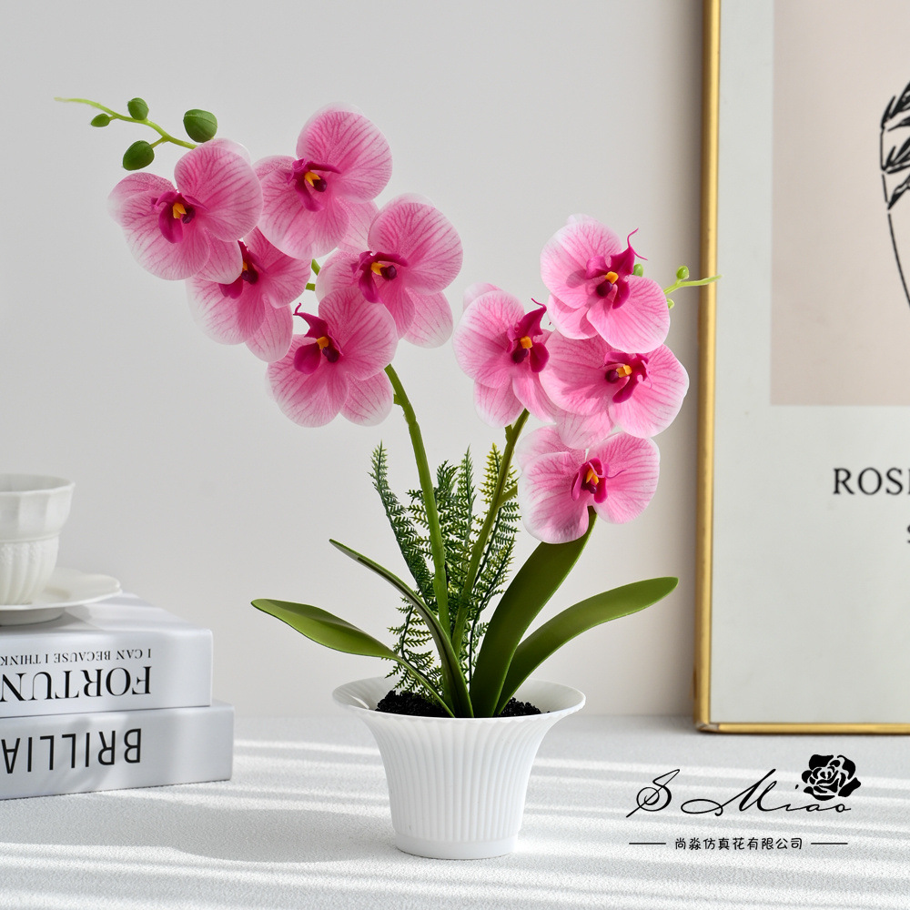Orquídea de mariposa de dos dedos sensación de imitación de bonsai en maceta creativa flores falsas decoración del hogar fotografía de boda flores artificiales