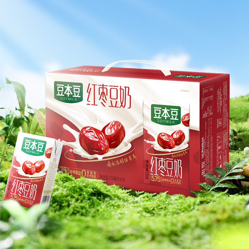 早餐乳饮 豆本豆唯甄红枣250ml*16盒箱装 豆浆饮品新老包装随机发
