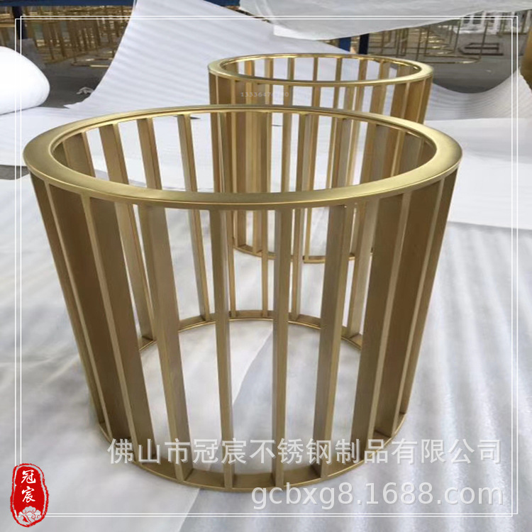 酒吧KTV咖啡馆吧台不锈钢圆柱腿 冠宸异型玫瑰金不锈钢喇叭支撑柱