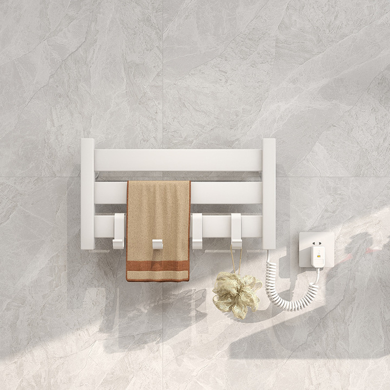 espacio transfronterizo aluminio inteligente toalla de calentamiento eléctrico calefacción de temperatura constante inodoro sin perforación estante giratorio de acero inoxidable