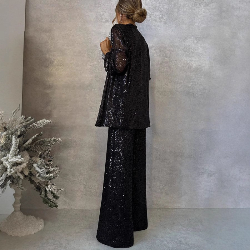 Spring 2023 Three-Color Pearl-Striped Suit With High-Waisted Fashion Casual Pants Two-Piece Set_ecoleips.com