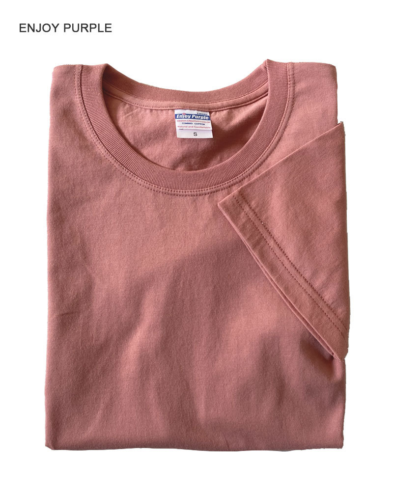 Verano refrescante de algodón puro color sólido cuello redondo manga corta Camiseta de moda pareja de hombres y mujeres 200g media manga blanca ins casual