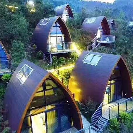 Casa de madera, villa, ocio, casa de familia, casa de campo, montaje de cápsula espacial, camping, fábrica de casa simple integrada móvil al por mayor