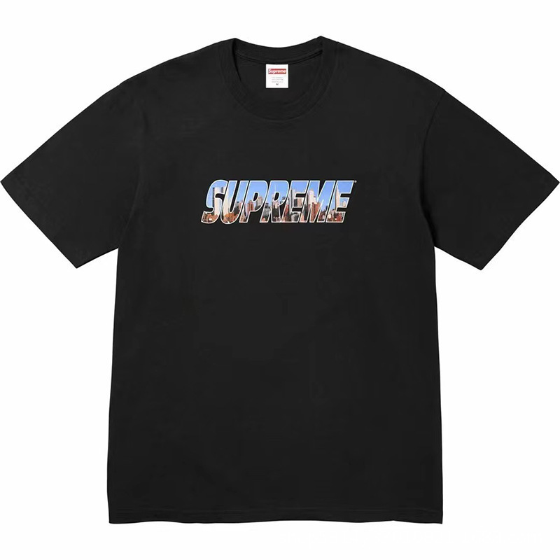 新しいアメリカのトレンディなストリートブランドミラノクロススモーククラシックユニセックスルーズで多用途なレターTシャツ|undefined