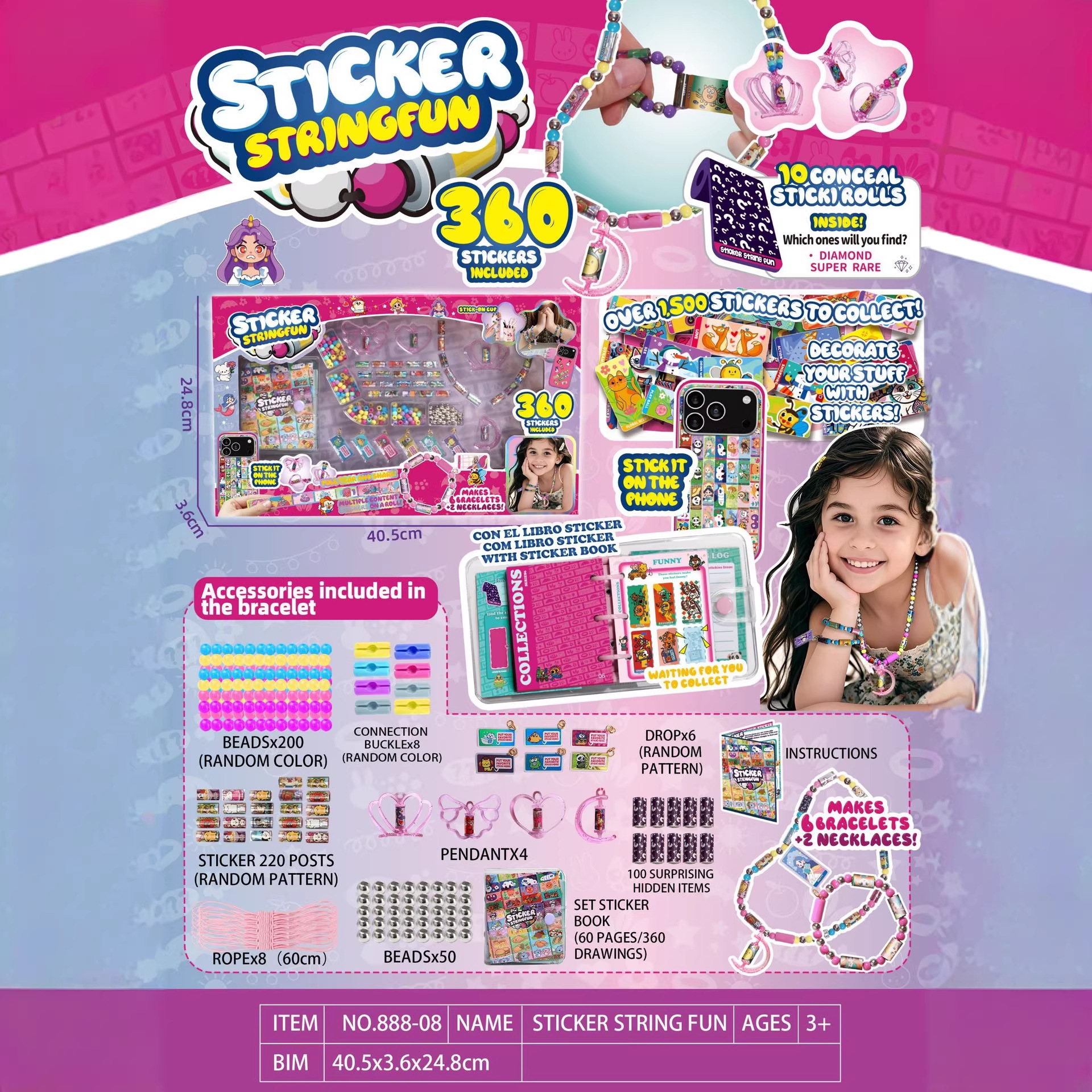 Pegatinas de juguetes para niños pulseras STICKI ROLL productos acabados creativos accesorios pegatinas de cuentas transfronterizas