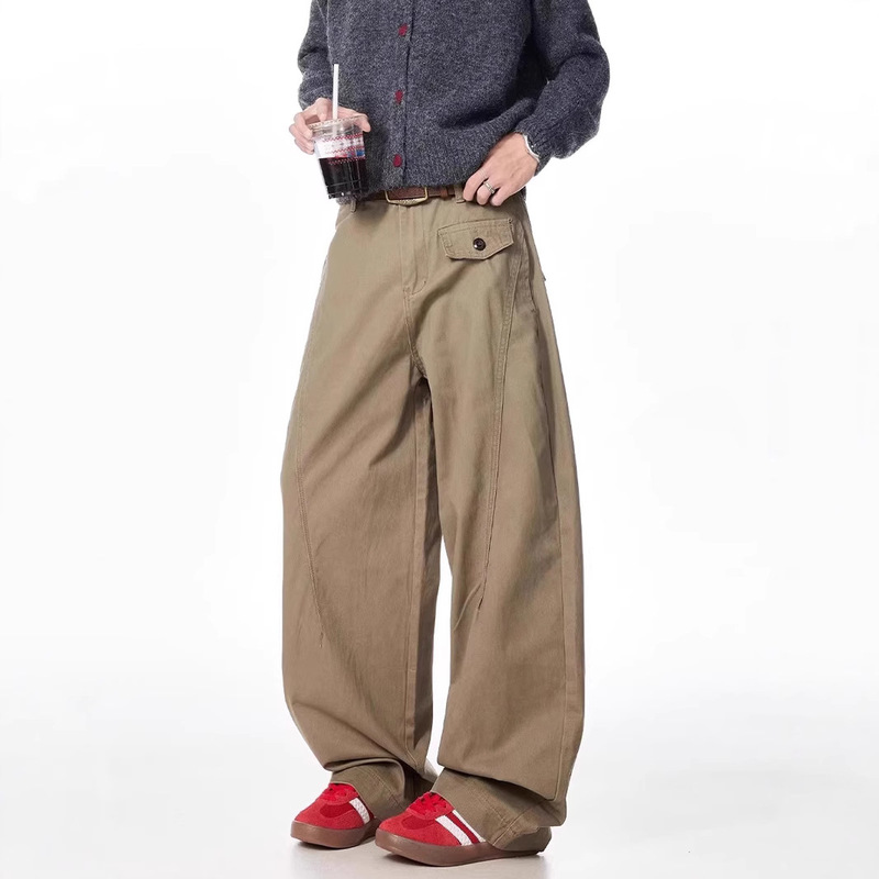 American-style Retro Machete Tailored Feet Workwear Casual Pants Men's Autumn and Winter Maillard Loose Deconstructed Wide-leg Long Pants American-style Retro Machete Tailored Feet Workwear Casual Pants Men's Autumn and Winter Maillard Loose Deconstructed Wide-leg Long Pants