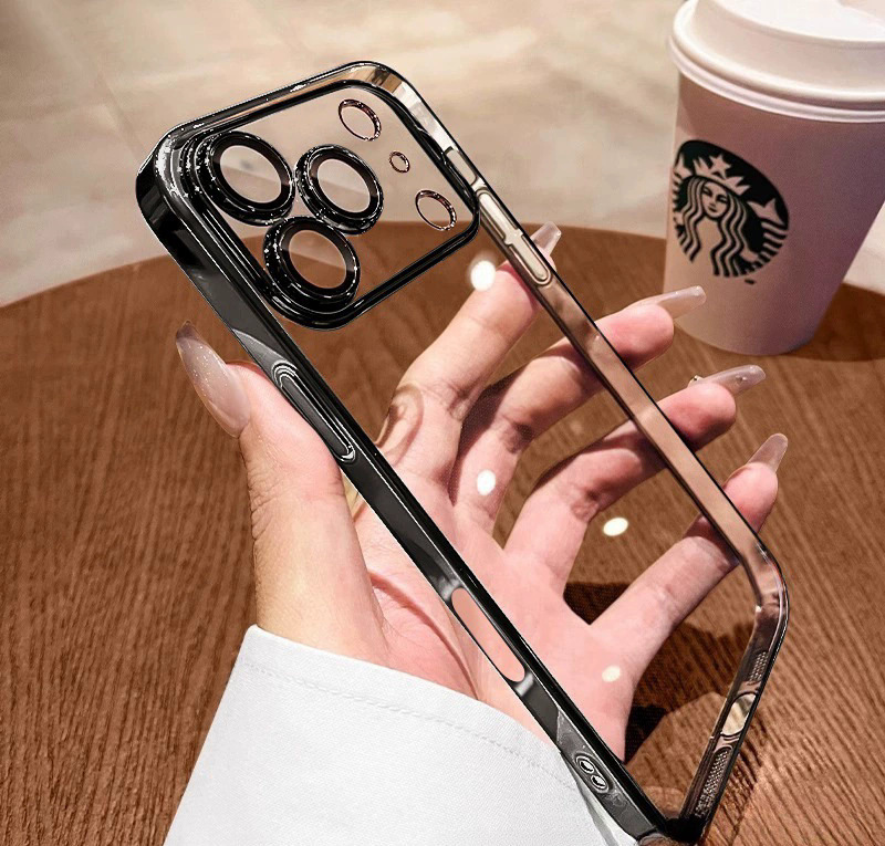 película de lente galvanizada TPU estuche suave para iPhone17PROMAX estuche de teléfono transparente Apple 16 / 15 estuche a prueba de caídas
