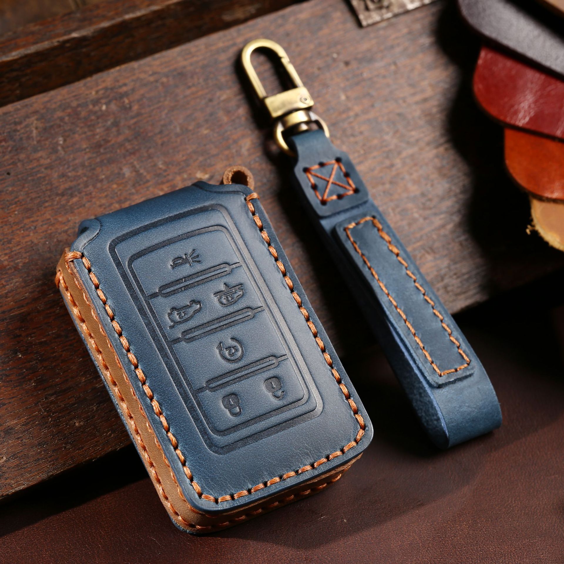 Venta caliente transfronteriza caso de la llave del coche adecuado para JEEP Nuevo Gran chenoji caso clave de protección Shell cuero genuino