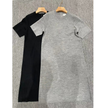 外贸元单春秋新款经典纯色简约百搭气质休闲长款羊毛针织连衣裙子