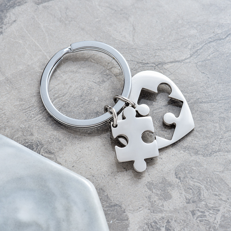 1 Piece Quantity Simple Style Jigsaw Heart Shape 201 Stainless Steel Women's Keychain