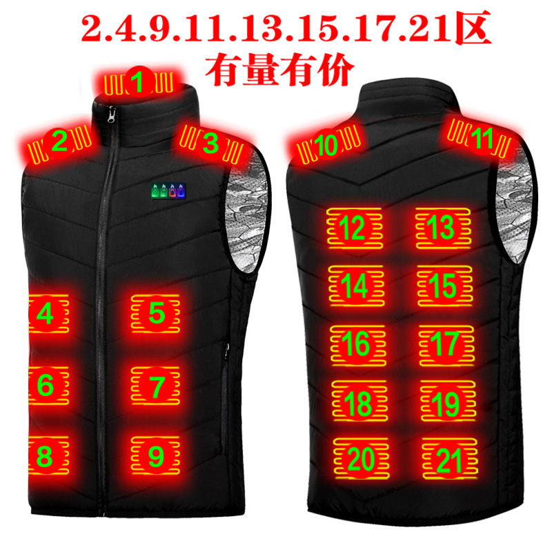 Cross-Border Intelligent Heating Vest Temperature-Controlled Electric Heating Vest Winter Men's and Women's USB Charging Warm Heating Vest Wholesale