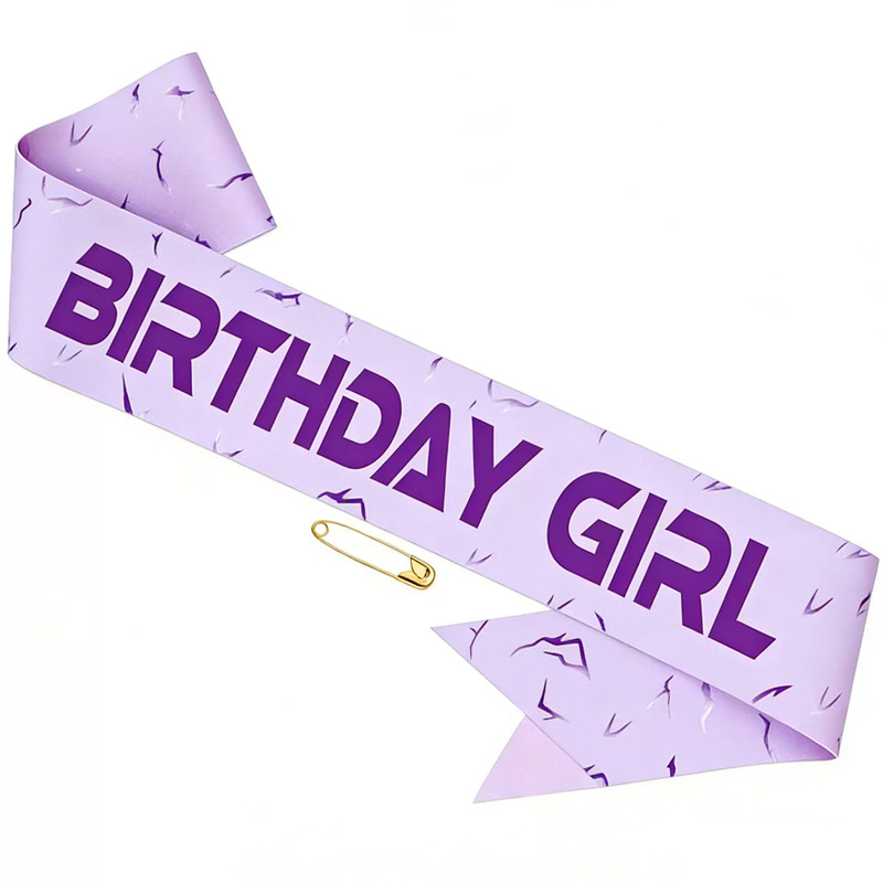 Light purple lightning pattern K-pop themed birthday girl sash BIRTHDAY GIRL party decoration