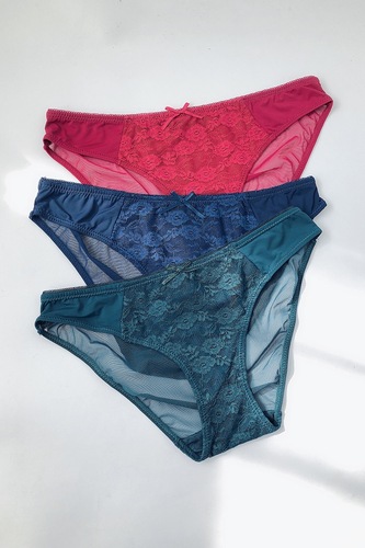 Dark color new mesh ultra-thin transparent women's underwear lace sexy quick-drying low-waist pure cotton inseam briefs