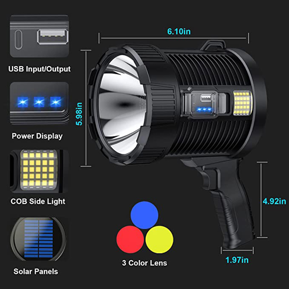 Nuevo P70 luz de alta intensidad prospector USB carga lámpara de emergencia al aire libre impermeable gran taza de luz LED lámpara portátil