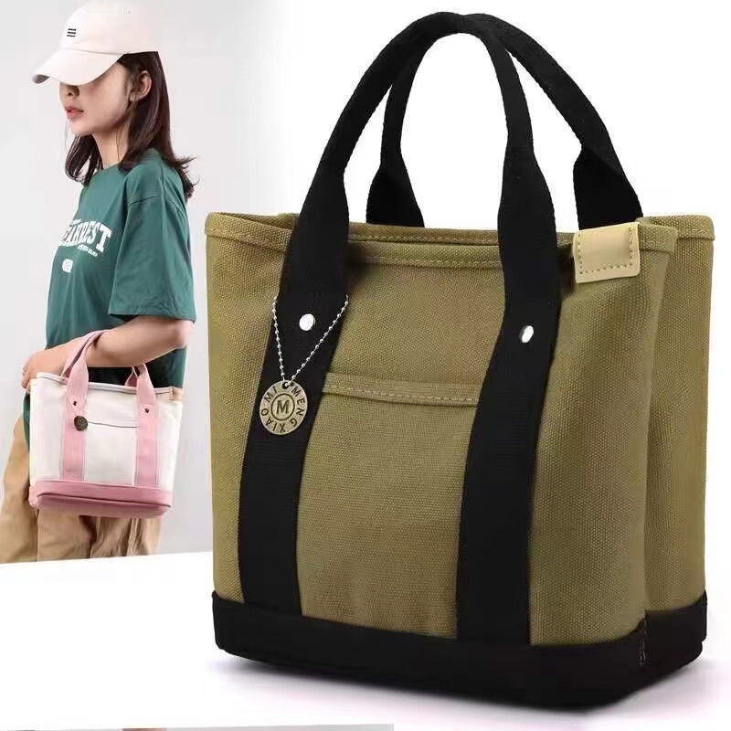 Canvas bag women's 2024 new lunch bag handbag work out lunch box bag multi-layer hand bag wholesale