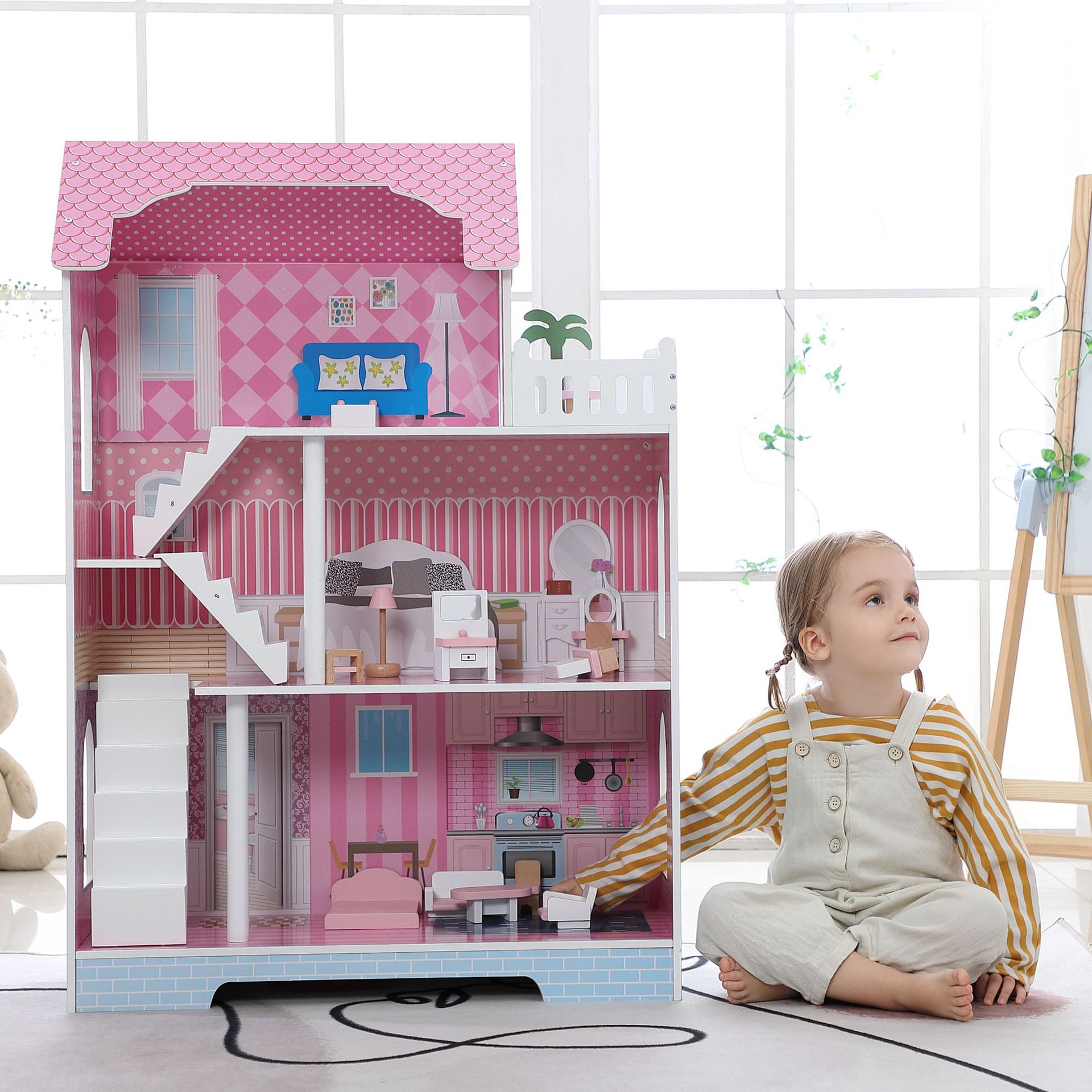 Деревянная семейная детская кукла, розовая вилла, наряд маленькой принцессы, интерактивный кукольный домик для отдыха, игрушка, для детей и родителей