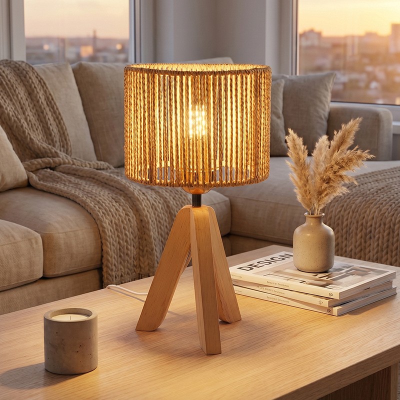 Transfronteriza nórdica retro decoración lámpara de cabezal de cama madera maciza red ins luz de noche LED atmósfera lámpara de escritorio de madera maciza image 7