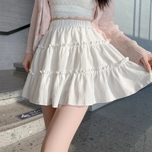 跨境蛋糕蓬蓬短裙夏季新款小个子高腰显瘦半身裙甜美防走光A字裙