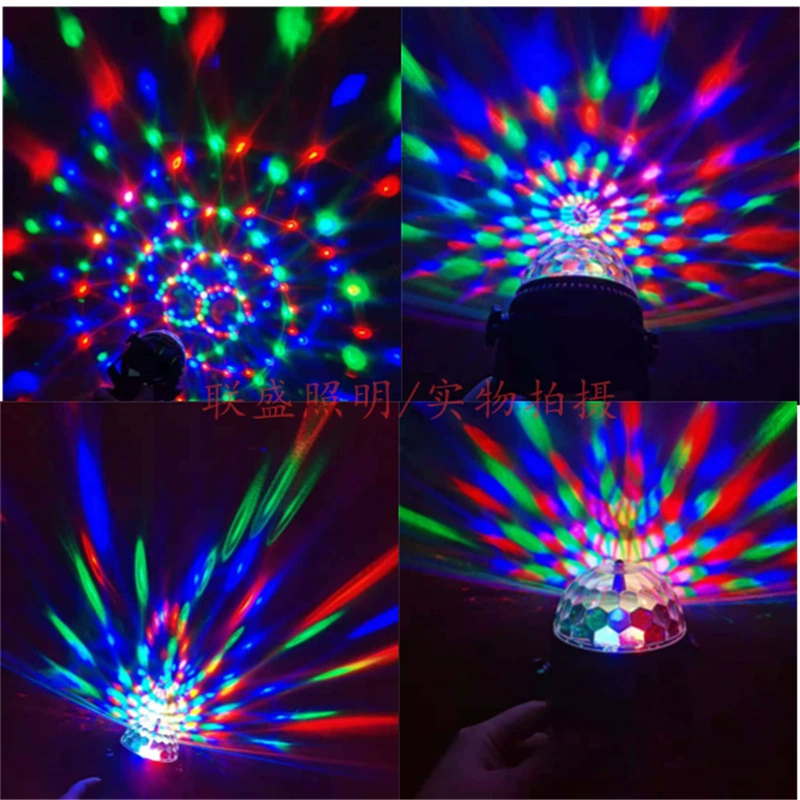 Новый LED сцены яркий цветной звукоуправляемый/встроенный семь цветов вращающийся магический шар светлая кристальная диско сцена лампа скачковая
